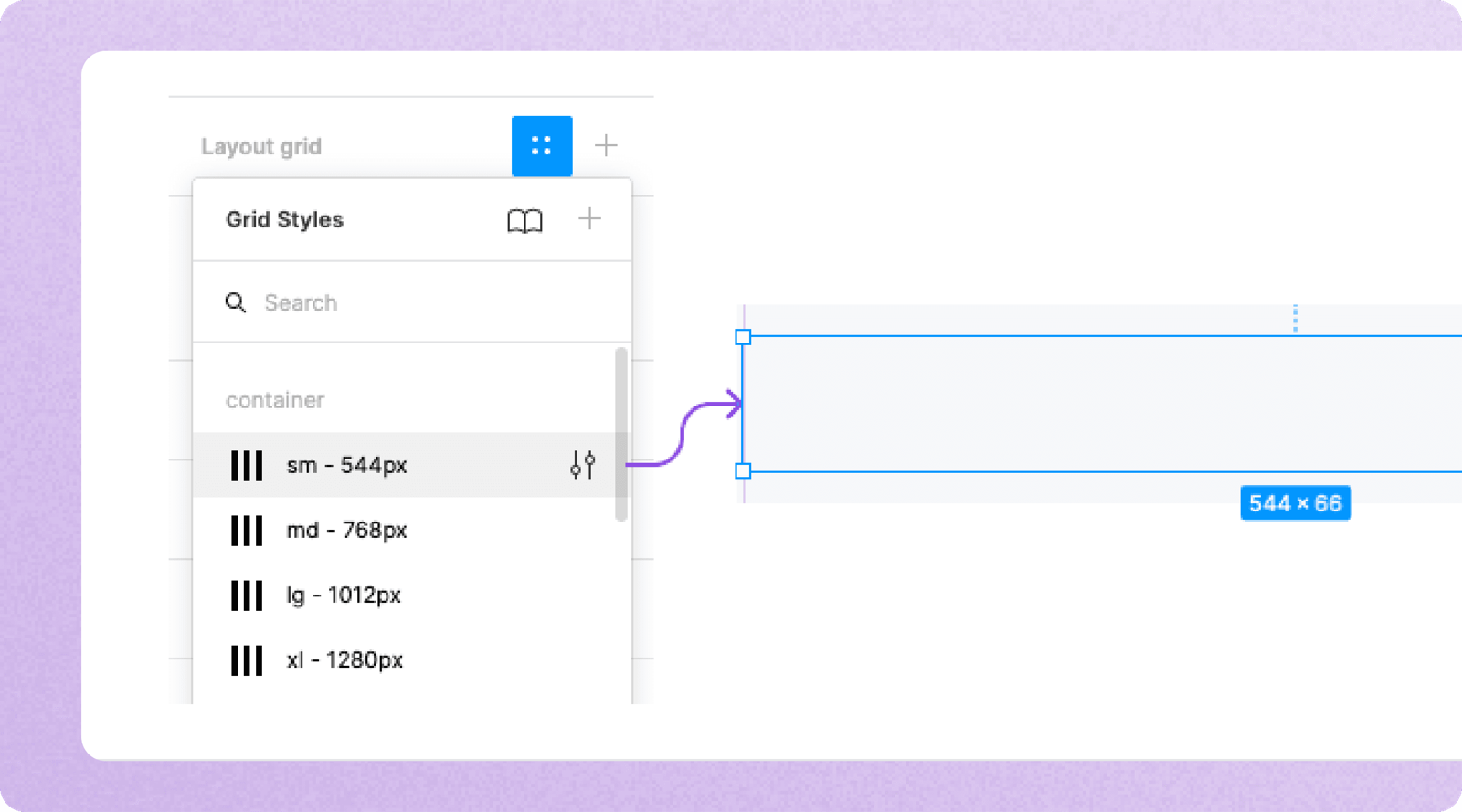 RetroGlitch Figma layout grid styles panel